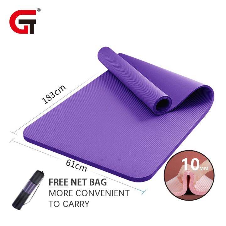 Thick Yoga Mat NonSlip 183 X 61 Cm Exercise With Net Bag And Strap