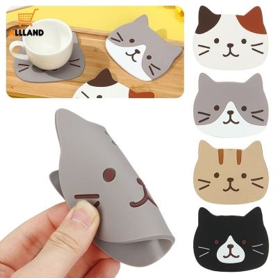 Cute Cartoon Cat Shaped Tea Cup Mat/ PVC Heat Insulation Non-slip Coasters For Coffee Drinks/ Kitchen Dining Table Accessories