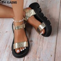 ?﹍℡ size womens sandals 2023 thick bottom fashion open toe casual shoes solid buckle Sandals