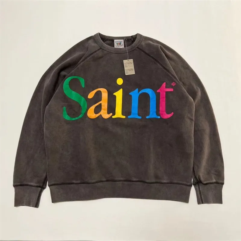 Green SAINT MICHAEL 22AW ANGEL Raglan Sleeve Sweatshirts Men Women