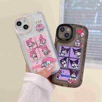 เคสมือจับสำหรับโทรศัพท์มือถือเลนส์สำหรับ iPhone 14 13 12 Pro Max Plus 11,เคสป้องกันกล้องตุ๊กตาเมโลดี Kuromi เคสถุงลมโปร่งใส TPU นิ่มกันกระแทก