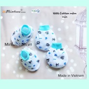 Bao tay chân sơ sinh in bông cổ bo chất liệu vải 100% cotton