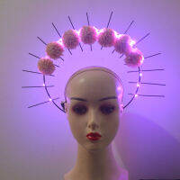 Light Up กระพริบดอกไม้เทพธิดา Halo Crown Sunburst Spiked Headband ผู้หญิงงานแต่งงาน Photoshoot อุปกรณ์เสริม Halloween