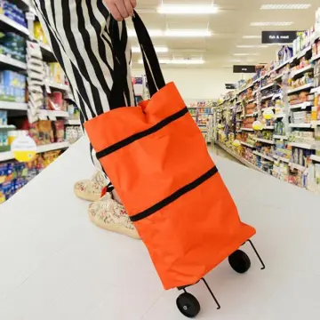 Small Pull Cart Portable Shopping Food Organizer Trolley Bag On