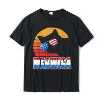 Meowica! Funny USA Cat Sunglasses Fourth Of July Vintage T-Shirt Latest Male Tshirts Cotton Tops Tees Comics