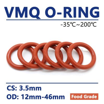 Ketebalan CS 3.5mm merah VMQ cincin O silikon OD 12-46mm kelas makanan tahan air mesin cuci karet terisolasi bentuk bulat penyegelan Gasket
