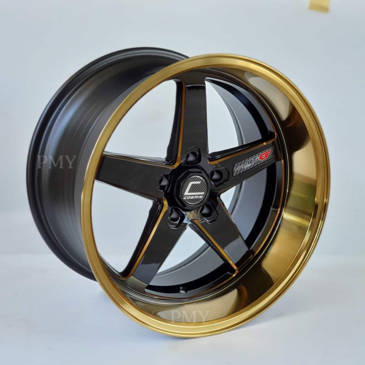 ล้อแม็กขอบ18x9-5-et12-18x10-5-et8-5รูx114-3-ยี่ห้อ-cosmis-รุ่น-rtg-ก้างตรงลึก-สีดำ-ขอบไดร์ทอง-ราคาต่อ1วง-ขายยกชุด4วง-ไม่ขายแยก-รุ่นยอดฮิต