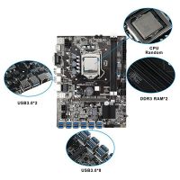 2X B75 12 USB3.0 BTC Mining Motherboard CPU+Fan+4G DDR3 RAM+120G MSATA SSD+Thermal Grease+Switch Cable LGA1155 DDR3