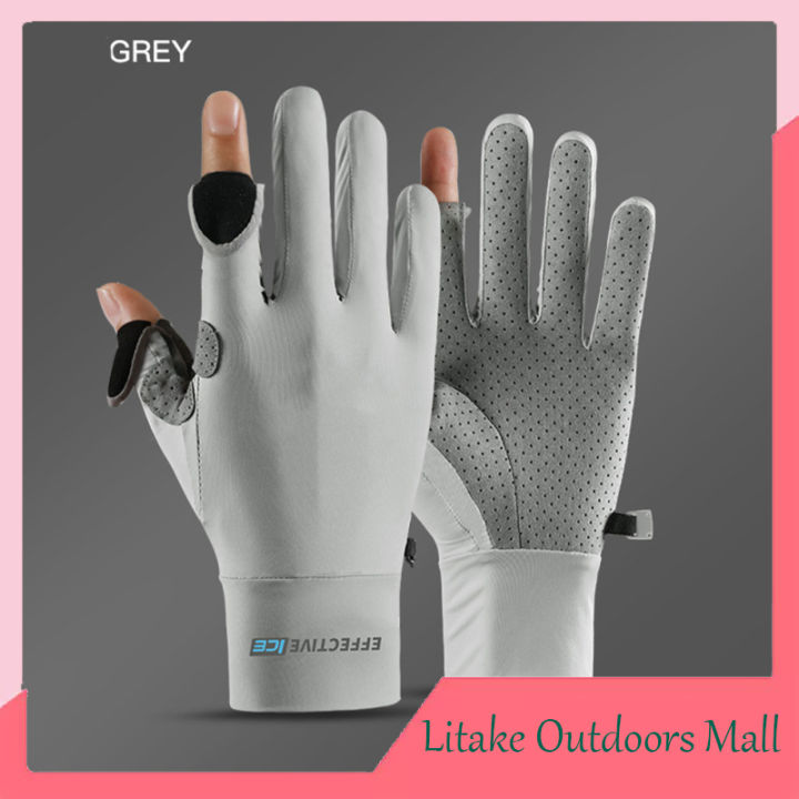 Men Sun Protection Gloves Ice Silk Summer Thin Gloves Non-slip Breathable Sunscreen  Gloves