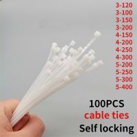 100pcs DIYcable tie Self-locking plastic nylon tie White Organiser Fasten Cable Wire Cable Zip Ties Cable Management