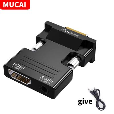 Musai konverter kabel Audio 3.5mm pria Kompatibel HDMI betina ke VGA jantan adaptor kabel Audio 1080P FHD Output Video untuk PC Laptop Monitor kotak TV
