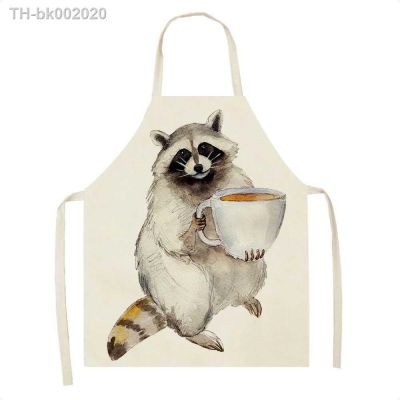 ✣ Kitchen Apron Horse Raccoon Deer Animals Pattern Aprons for Women Home Cleaning Baking Cooking Accessories Sleeveless Apron