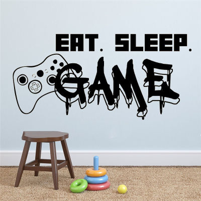 Gamer wall sticker Eat Sleep Game Controller video game wall decal Customized For Kids Bedroom decor Vinyl Wall Art Decals HY375