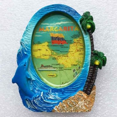 Venezuelan Margarita Island Travel Commemorative Refrigerator Sticker Three-Dimensional Frame Map Decoration Magnetic Sticker Accompanying Souvenir 【Refrigerator sticker】☏