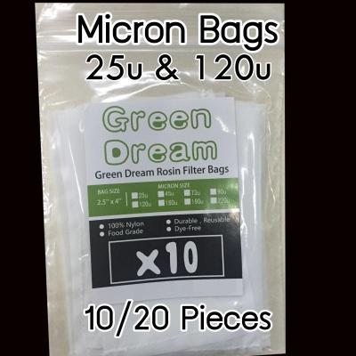 ถุงไมครอน ถุงโรซิ่น 25 &amp; 120 ไมครอน μm แพ็ค10/20 ชิ้น วัสดุ Food Grade ใช้ซ้ำได้ Liquid Filter Bags Seperating Oil and Water 100% Food Grade Nylon Reusable