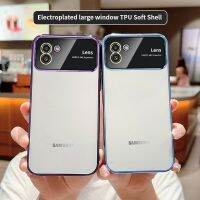 สำหรับ Samsung Galaxy เคสป้องกันเลนส์หน้าต่างขนาดใหญ่ A03เคส A03แข็งแบบโปร่งใสเคลือบด้วยไฟฟ้าหรูหราเคสสำหรับ Galaxy โทรศัพท์พีซีแฟชั่นมาใหม่ล่าสุดฝาหลังแบบใสขายดี