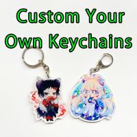 【CW】◄❁  Custom Logo Keychain Cartoon Pendant Photo Flash Transparent Printing Personality Holographic Anime Chains