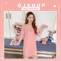 QJshop ?ชุดมินิเดรสคอกลมแขนสาวมส่วน แต่งลายลูกไม้ สีพื้นมีให้เลือก 2 สี ?? สุดคิ้วท์ ดูเรียบๆแต่มีสเน่ห์น่าค้นหาสุดๆ ??