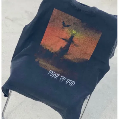 ️️พร้อมส่ง️️เสื้อยืดแขนสั้น พิมพ์ลาย FEAR of GOD Judgment of Satan สไตล์วินเทจ