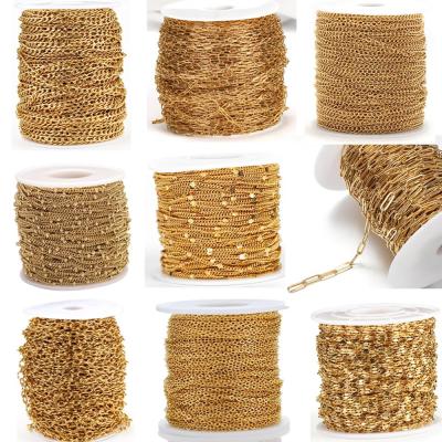 2Meters Stainless Steel Link Cable Gold Chains for DIY Jewelry Making Rolo Chain Beads Chain Necklace Bracelet Anklet Components Headbands