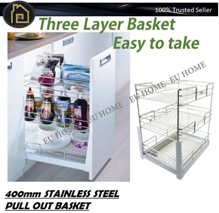 Kitchen Basket 400mm Multifunction Three Layers Pull Out