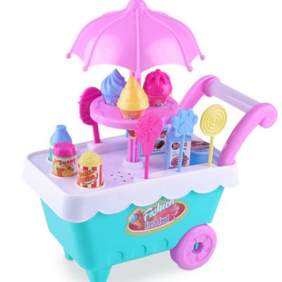 สินค้าขายดี Kids Pretend Play Toy Simulation Ice-Cream Trolley Toy Set For Children