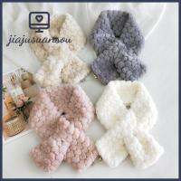 JIAJUSUANSOU สีทึบทึบ ผ้าพันคอแบบไขว้ ที่คลุมไหล่ ตุ๊กตาขนกระต่ายปลอม ที่อุ่นคอ ของใหม่ หนาขึ้น ผ้าพันคอตัดผ้าพันคอ ฤดูหนาวในฤดูหนาว