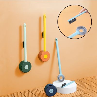 Toilet Brush Holder Kit Silicone Head Brushes Wall-Mounted with 2 Bristles Home Cleaning Tools Bathroom Accessories