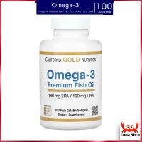 ตรงปก ของแท้ นำเข้า โอเมก้า3 California Gold Nutrition, Omega-3, Premium Fish Oil, 100 Fish Gelatin Softgels