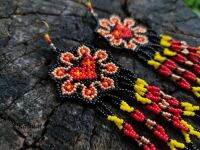 Kalindi EADED EARRINGS IN MEXICAN HUICHOL STYLE ต่างหูลูกปัดสไตล์เม็กซิกันฮูโชล