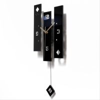 Black Acrylic Creative Swing Wall Clock Living Room Bedroom Silent Home Fashion Clock