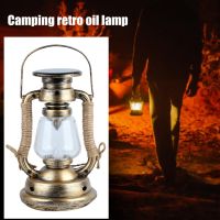 Flameless Portable Lantern Waterproof Outdoor Camping Tent Garden Solar Power Home Decor Retro Reading LED Candle Light Oil Lamp