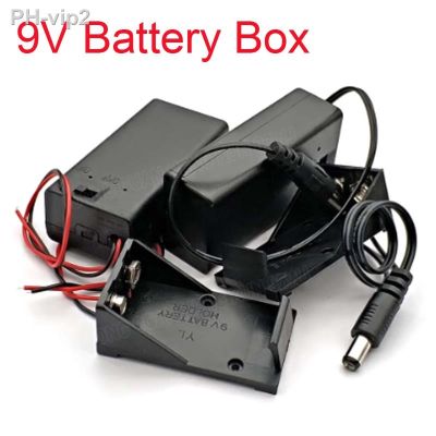 1PCS 9V 6F22 Power Battery Box 9V Battery Holder Buckle with Cable/Cover/Switch DC Head 2.1x5.5 Male 6F22Battery Storage Box