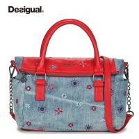 แบรนด์สเปน Desigual ใหม่ผู้หญิงผ้าใบเย็บปักกระเป๋าสะพายกระเป๋าความจุขนาดใหญ่กระเป๋าหญิง