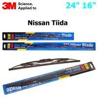 ใบปัดน้ำฝน 3M Stainless Model สำหรับรถกระบะ Nissan Tiida ขนาดใบ 24"+16" โครงสแตนเลสคุณภาพดี แข็งแรง ทนทาน ราคาประหยัด