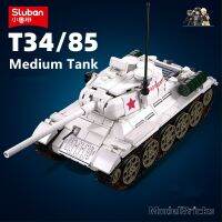 ชุดหุ่นทหารสำหรับเด็กผู้ชาย,โมเดล WW2ทหารแบบอิฐ T34-85ถังขนาดกลางจำนวน518ชิ้นของเล่นเพื่อการศึกษา