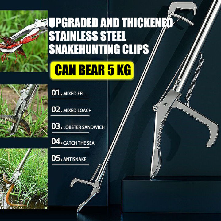 Professional Snake Catcher Stainless Steel Snake Eel Trap Stick 1.5M  Reptile Grabber Catcher Snake Feeding Hunting with Lock