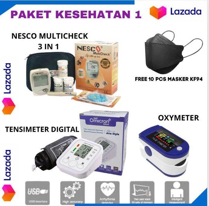 Paket Lengkap Alat Kesehatan Oxymeter Tensimeter Digital Nesco