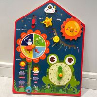 [COD] Cross-border wooden multifunctional eight-in-one frog vertical calendar clock childrens time cognitive educational toys