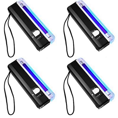 4 Pcs Handheld UV Black Light Torch Portable Blacklight LED UV Light Battery Operated Bill Detector Light