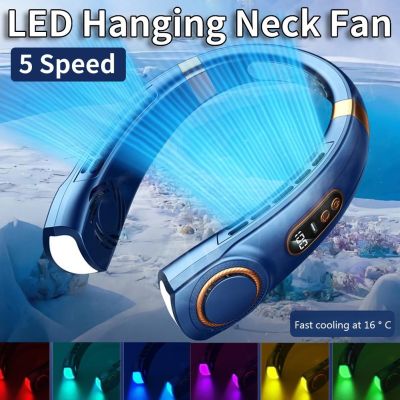 【YF】 MI Fan Hanging Neck Digital Display Power ventilador Bladeless Neckband Portable Mini Air Cooler USB Rechargeable