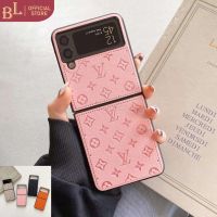 เคสโทรศัพท์หรูหรายี่ห้อใหญ่ LV สำหรับ Samsung Galaxy Z Flip 3เคสพับได้คลุมทั้งหมดเคสโทรศัพท์พับได้