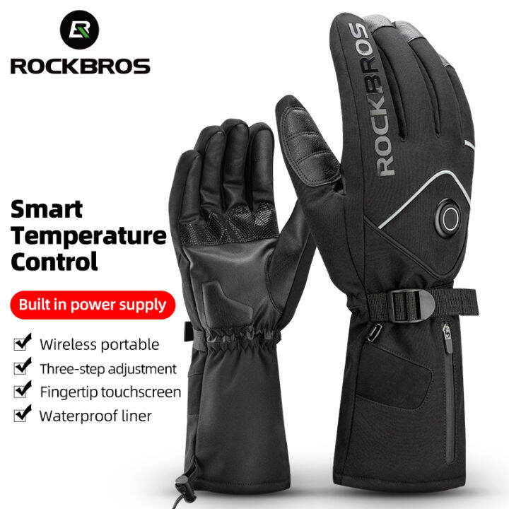 ROCKBROS Heated Gloves Battery Powered Winter Thermal Motorcycle
