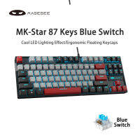 MageGee MK-STAR Mechanicalคีย์บอร์ดเล่นเกมBlue Switch 87คีย์Anti-Ghosting LEDแบ็คไลต์USBแบบมีสายสาวสีชมพูแป้นพิมพ์คอมพิวเตอร์สำหรับพอร์ตคอมพิวเตอร์แบบมินิแล็ปท็อปGamer