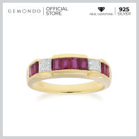 Gemondo แหวนเงินแท้ 925 ชุบทอง 18K ทับทิมสยาม (Siam Ruby) และเพชร (Diamond) ดีไซน์คลาสสิต