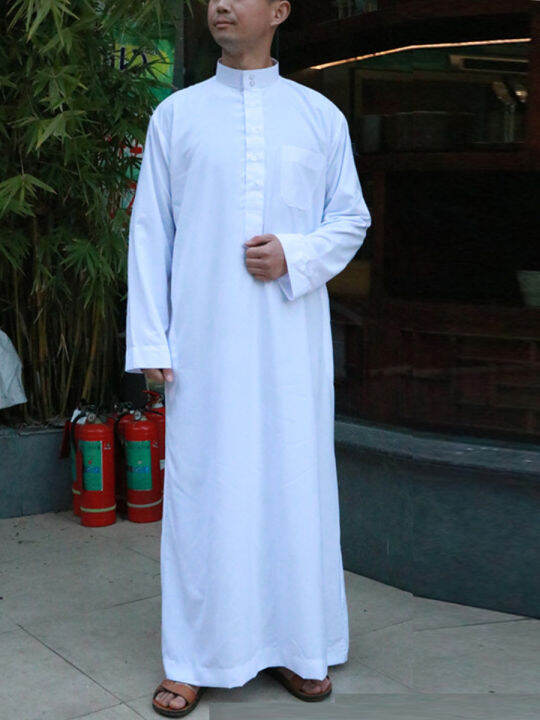 THOBE White Qatar Traditional Arab Islamic Men Clothing Robe Lazada