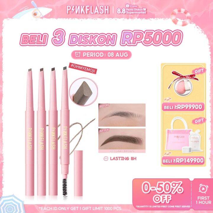 PINKFLASH OhMyEmoji Automatic Eyebrow Pencil Tahan Air Pigmen Pensil ...