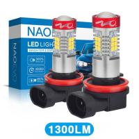 NAO H11 LED HB4 9006 HB3 9005 Car LED H10 H8 H16 Fog Light Bulb H9 2835SMD 2600LM 12V Auto Driving Running Lamp White 6000K