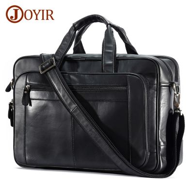 JOYIR Genuine Leather Mens Briefcase Business Travel Bag 15.6" 17" Laptop Portfolio Office Messenger Shoulder Bags Handbag Card Holders