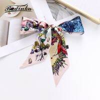 【CW】 2022 New Designer Long Skinny Bag Handle Ribbon Scarf Women Luxury Elegant Narrow Silk Petite Hair Tie Scarfs for Ladies Fulares